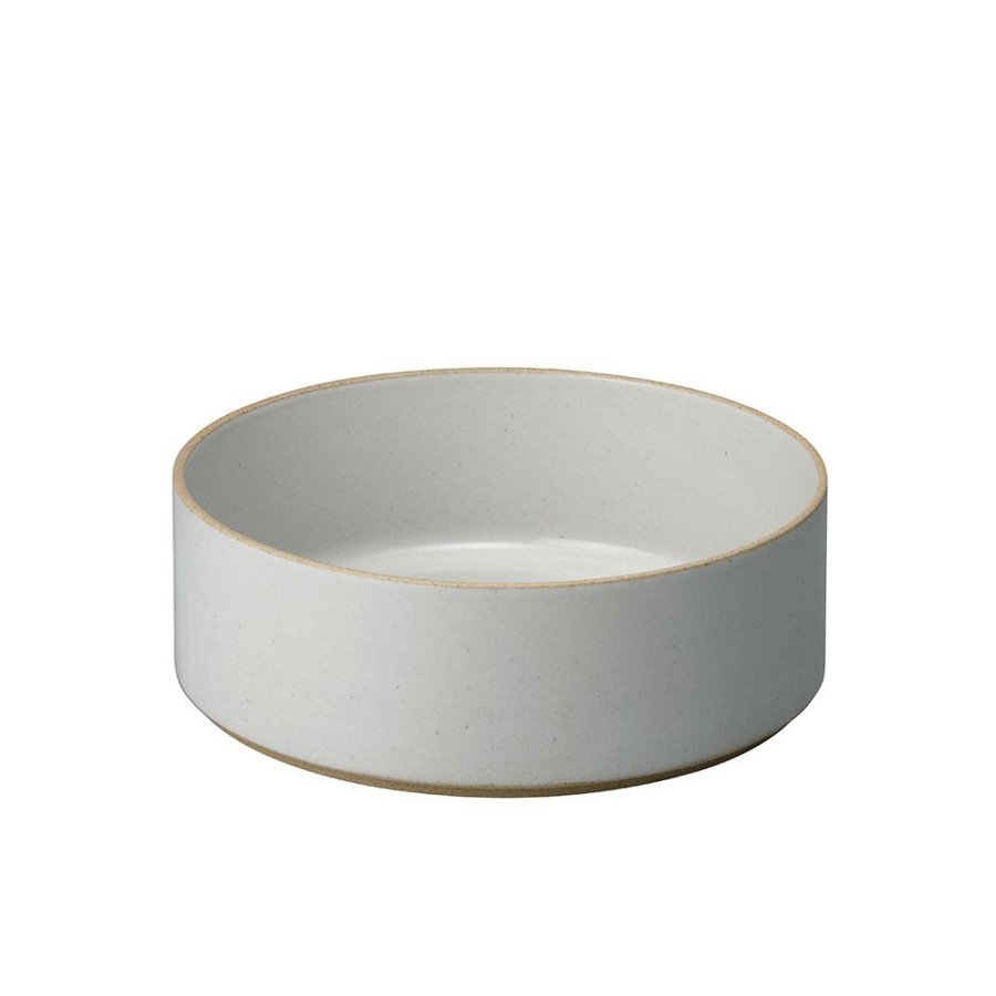 hasami porcelain Hasami Zylindrische Schale | O 22 Cm, H 7,2 Cm | Hellgrau Glanzend Glasiert | Hasami Porcelain